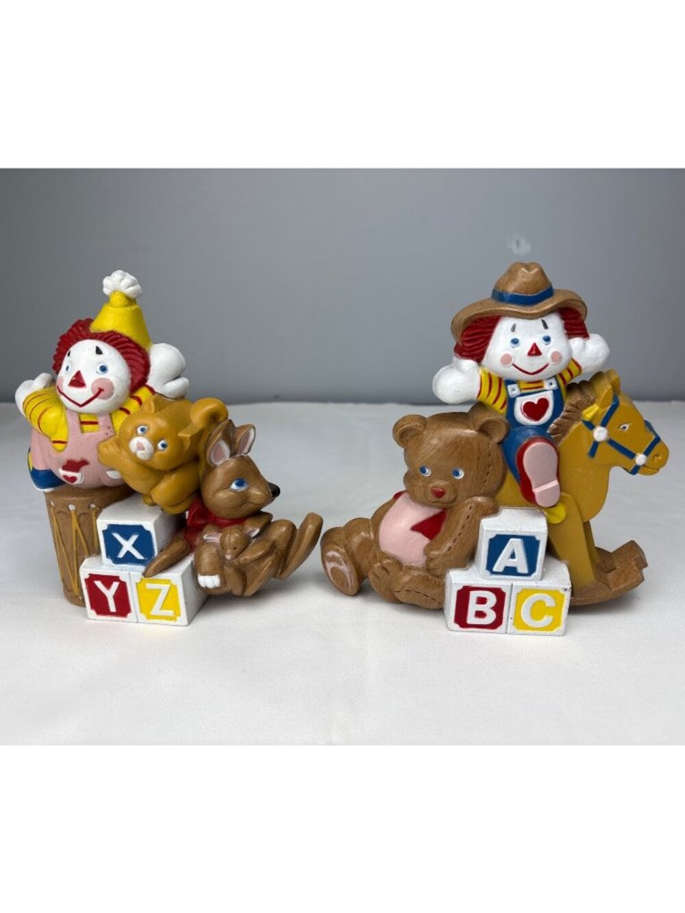 Vintage Burwood Wall Plaques ABC/XYZ Blocks Clowns Bears Rocking Horse Décor Set